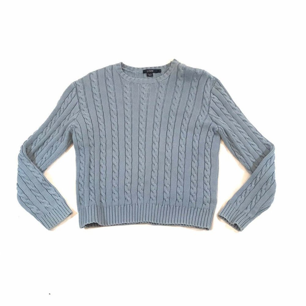 J. Crew Sweater Crew Neck Pullover Cotton Cable Kn